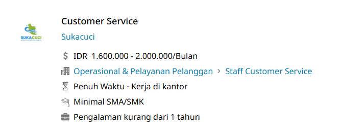 Lowongan Pekerjaan Sukacuci Sukabumi